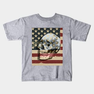 American Flag And Skull Vintage Grunge Kids T-Shirt